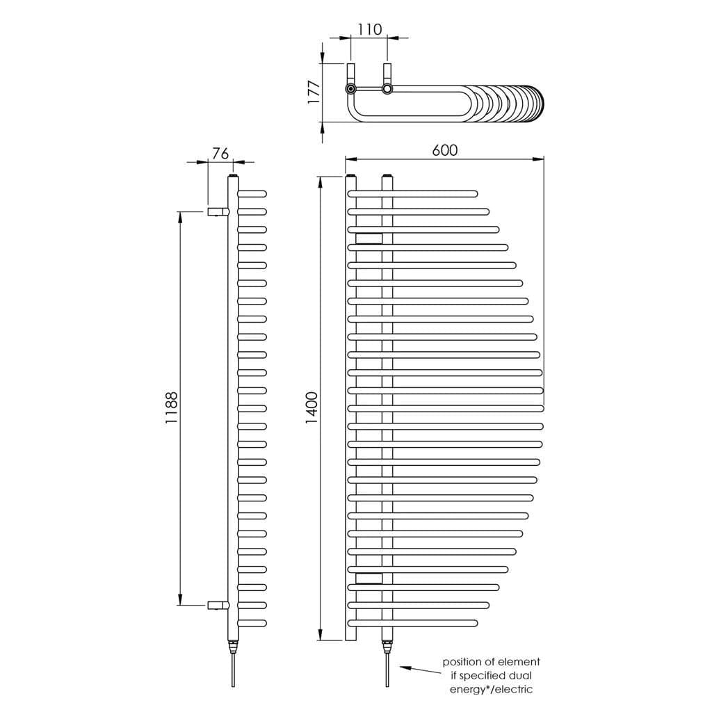 Vogue Designer Towel Radiator Vogue Marine Designer Heated Towel Rail in Chrome