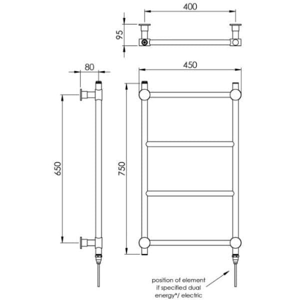 Vogue Designer Towel Radiator Vogue Venture Straight Designer Towel Radiator in Chrome