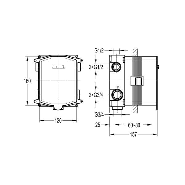 Flova Concealed Shower Valve Flova GoClick Universal Thermostatic 2 or 3 Outlet Concealed Shower Valve