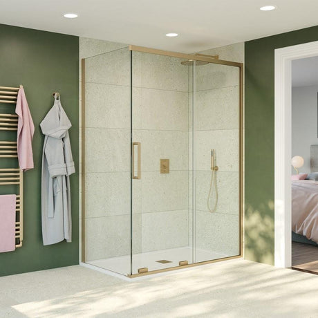 Crosswater Sliding Shower Door Brushed Brass / 900mm Crosswater Optix 10 Side Panel for Sliding Doors