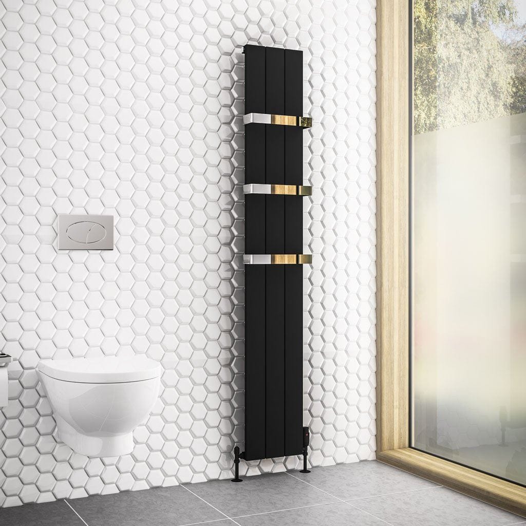 Eastbrook Panel Radiator 1800 x 280mm / Central Heating Eastbrook Rosano Straight Vertical Aluminium Radiator in Matt Black