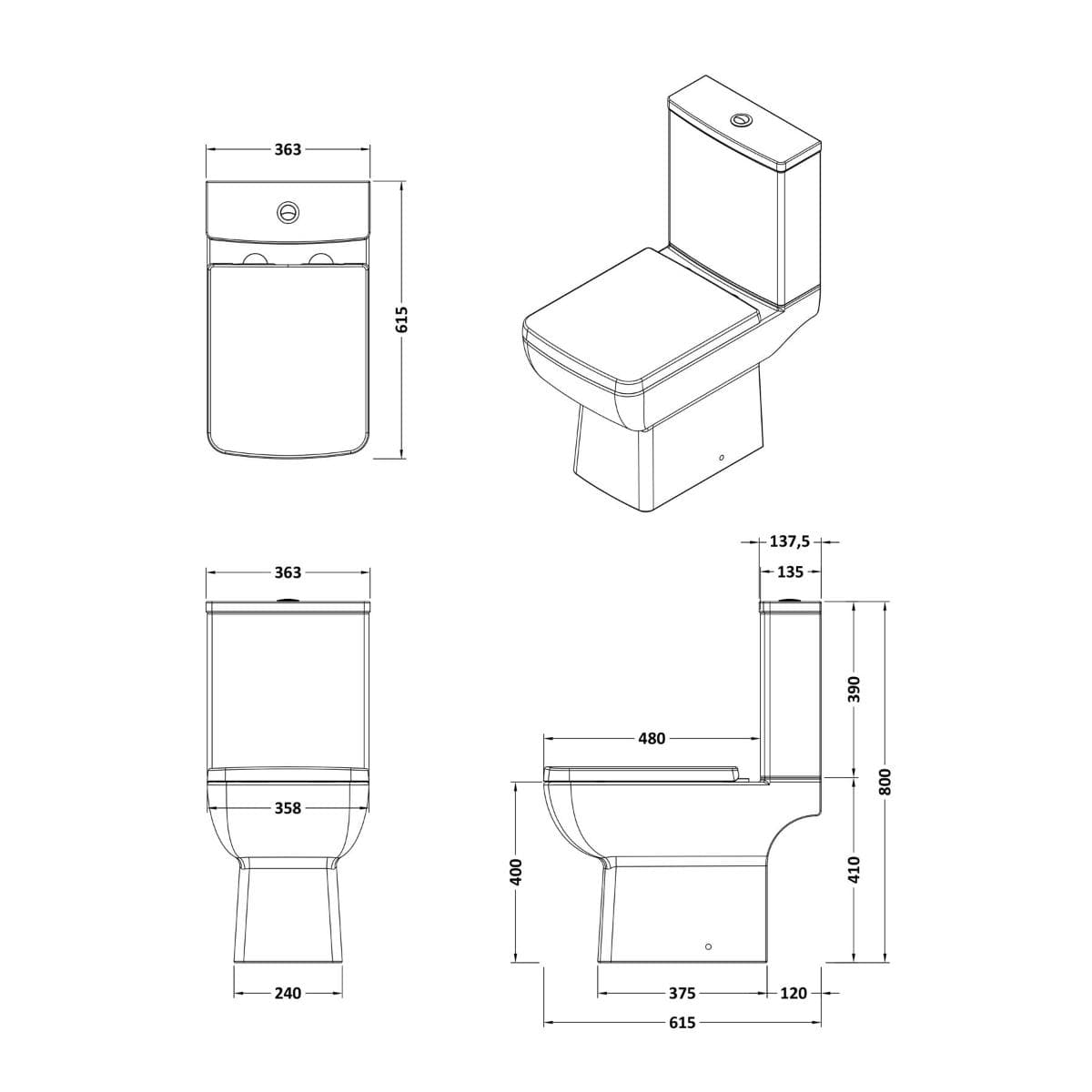 Aquarius Bathrooms Close Coupled Toilet Aquarius Paragon Rimless Close Coupled Square Flush to Wall Toilet with Soft Close Seat