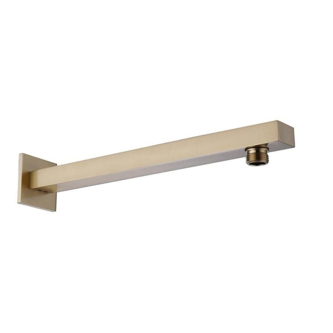 Aquarius Fixed Shower Arm Brushed Brass Aquarius RainLux Square Wall Shower Arm