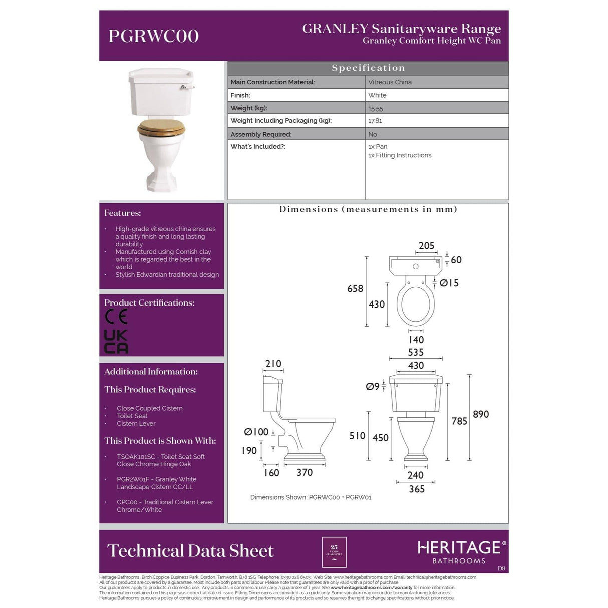 Heritage Close Coupled Toilet Heritage Granley Close Coupled Toilet