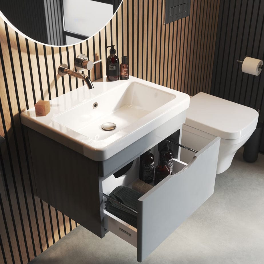 Saneux Wall Mounted Vanity Unit Saneux Indigo Vanity Unit With Basin - 600 x 400mm - One Drawer - Wall Mounted