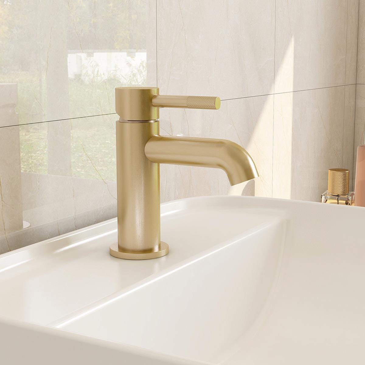 Imex Mono Basin Tap Brushed Brass Imex Ravine Basin Mixer Tap with Universal Clicker Waste