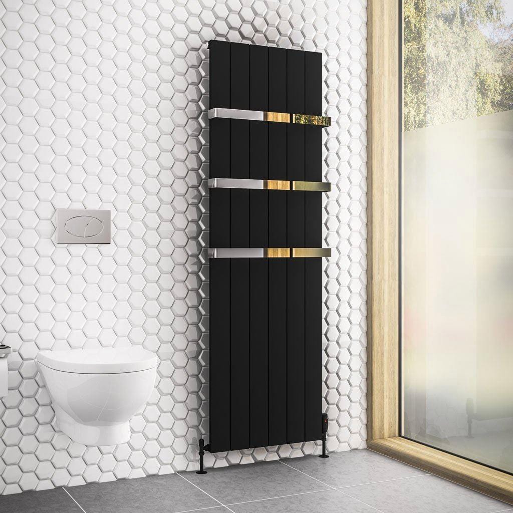 Eastbrook Panel Radiator 1800 x 565mm / Dual Fuel Eastbrook Rosano Straight Vertical Aluminium Radiator in Matt Black