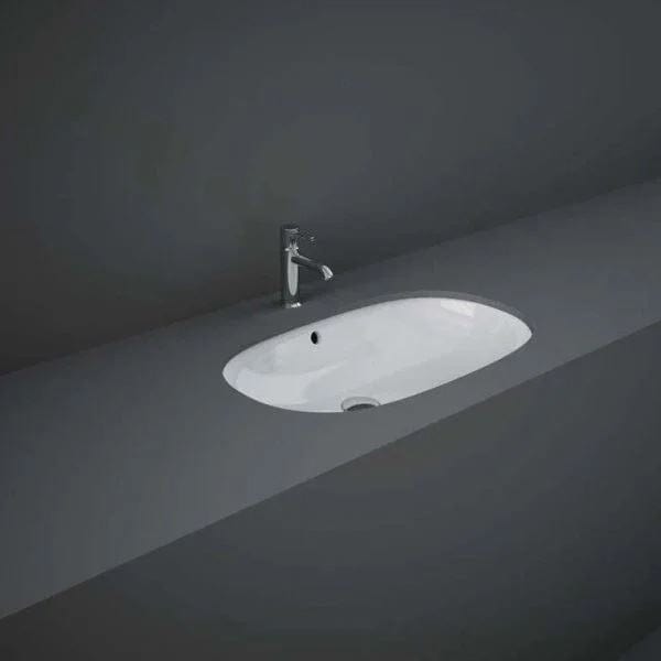 RAK Undercounter Basin RAK Variant Oval Under Countertop Basin - 600mm Wide - 0 Tap Hole - Alpine White