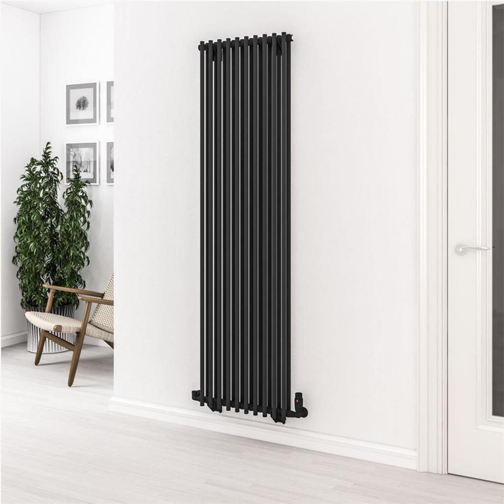 Eastbrook Column Radiator 1800 x 510mm Eastbrook Murano Vertical Designer Radiator in Matt Black