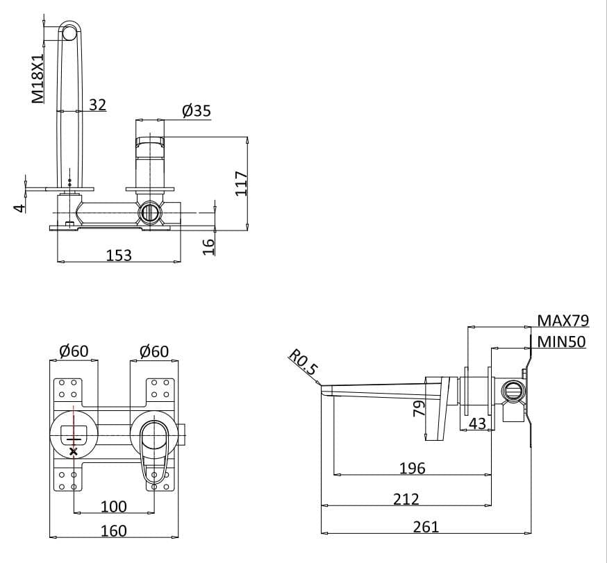Crosswater Wall Mounted Basin Tap Crosswater Lazo 2 Hole Wall Mounted Basin Mixer Tap