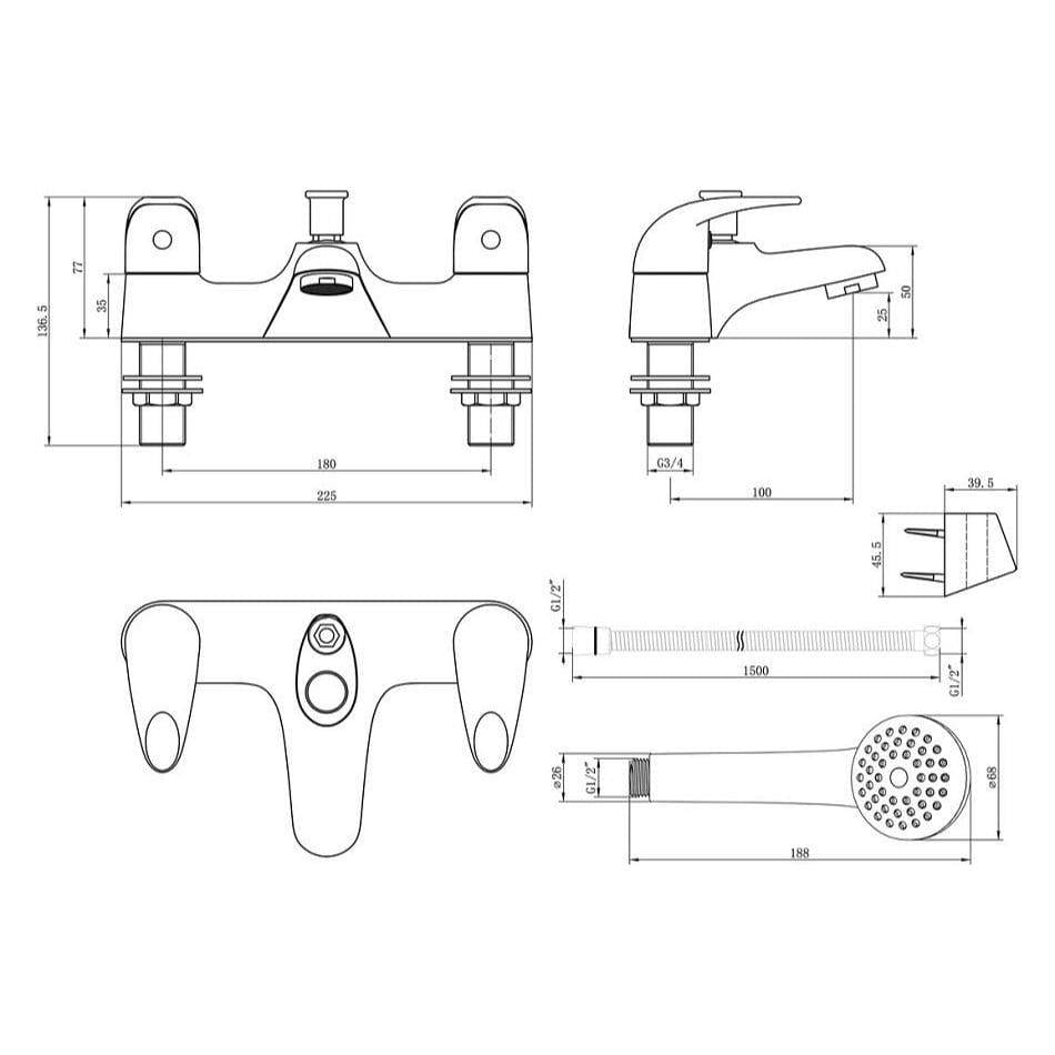 Aquarius Bath Shower Mixer Aquarius QualEco Low Pressure Bath Shower Mixer Tap with Kit in Chrome