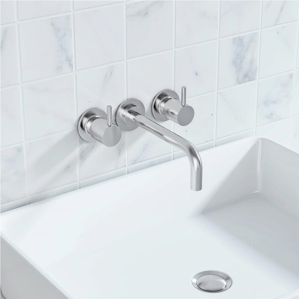 Crosswater Wall Mounted Basin Tap Chrome Crosswater MPRO 3 Hole Wall Mounted Basin Mixer Tap