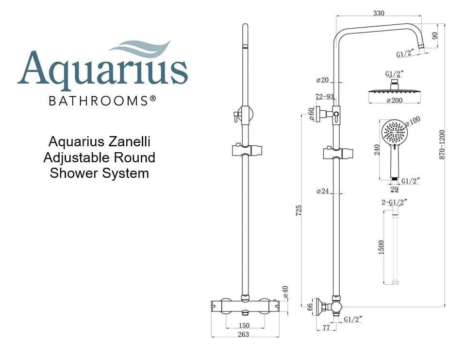 Aquarius Shower Set Aquarius Zanelli Round Exposed Valve Adjustable Shower Set in Brushed Bronze