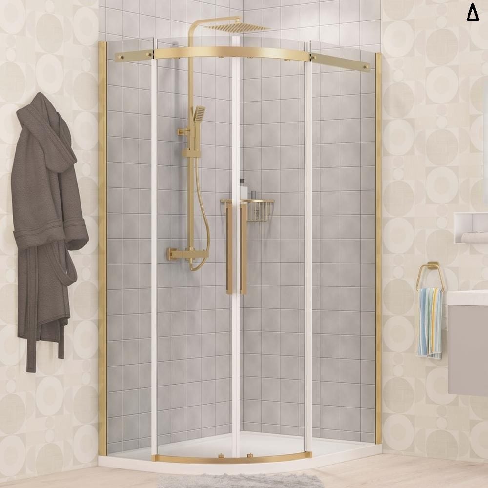 Eastbrook Quadrant Shower Enclosure Brushed Brass / 900 x 800mm / Left Handed Eastbrook Corniche 2000 8mm Quadrant Shower Enclosure