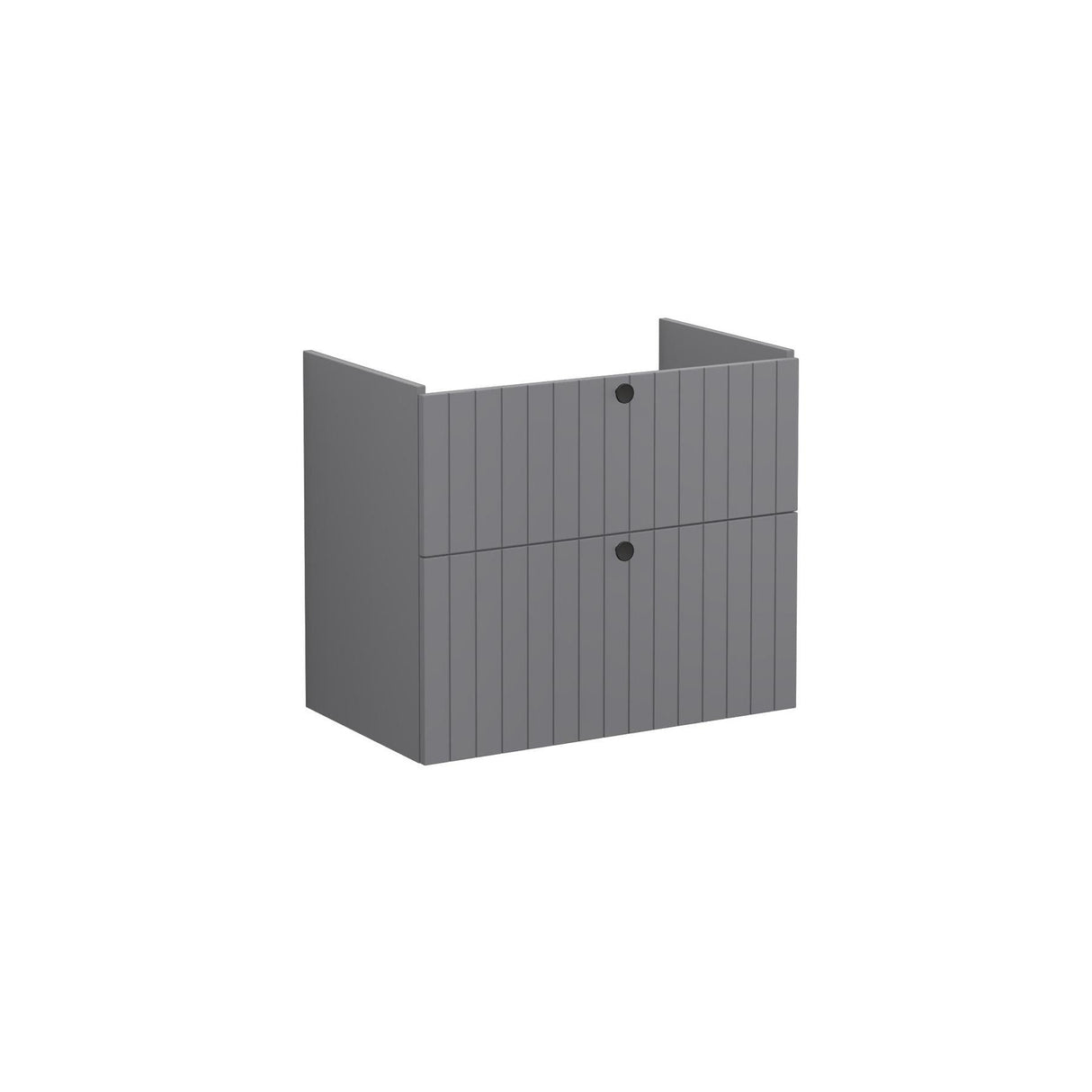 VitrA Wall Mounted Vanity Unit Matt Grey / Integra VitrA Root Groove Wall Mounted 2 Drawer 800mm Vanity Unit with Basin