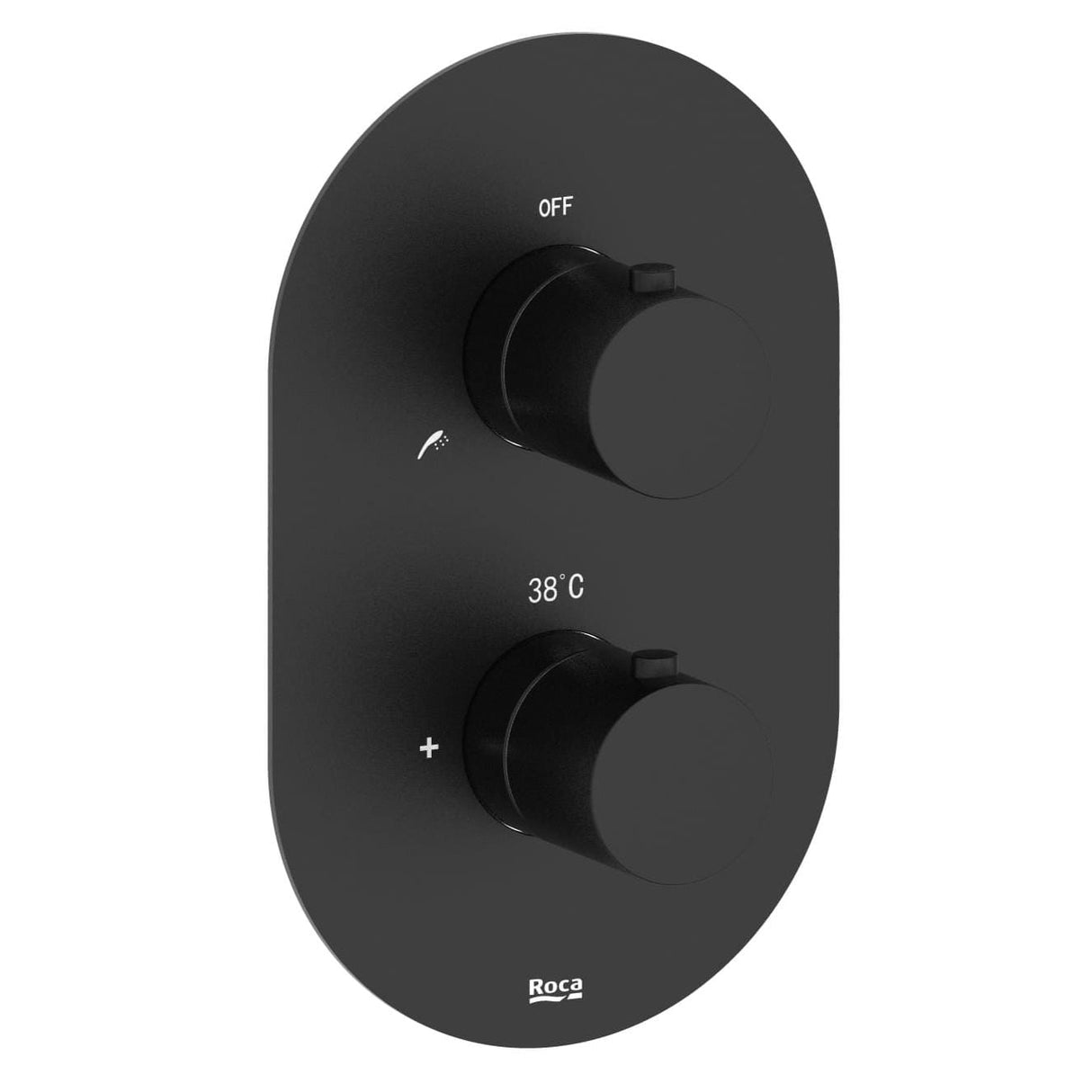 Roca Concealed Shower Valave Matt Black Roca Splash-T 1 Outlet, 2 Handle Concealed Thermostatic Shower Valve