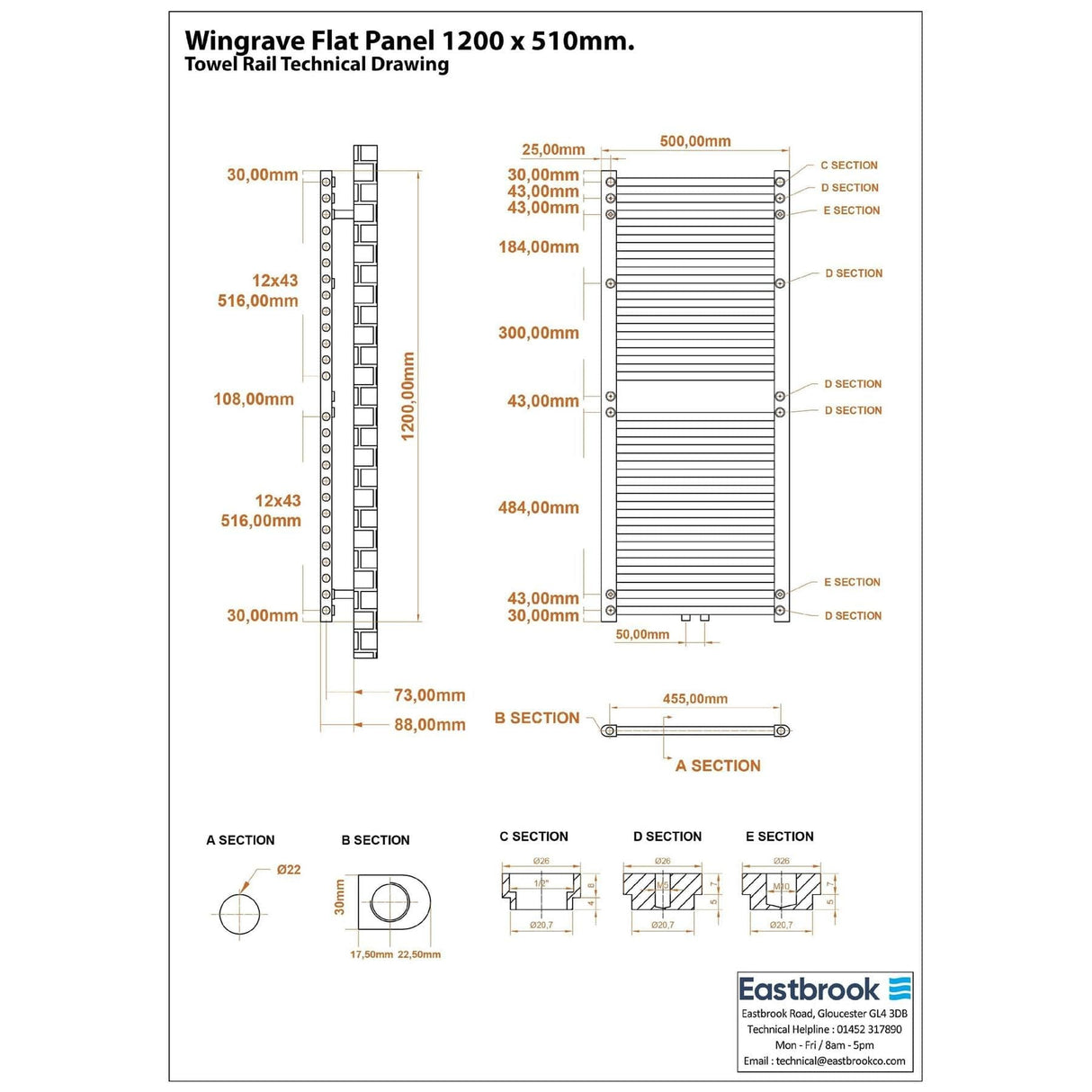 Eastbrook Wingrave Flat Panel Radiator In Matt Anthracite