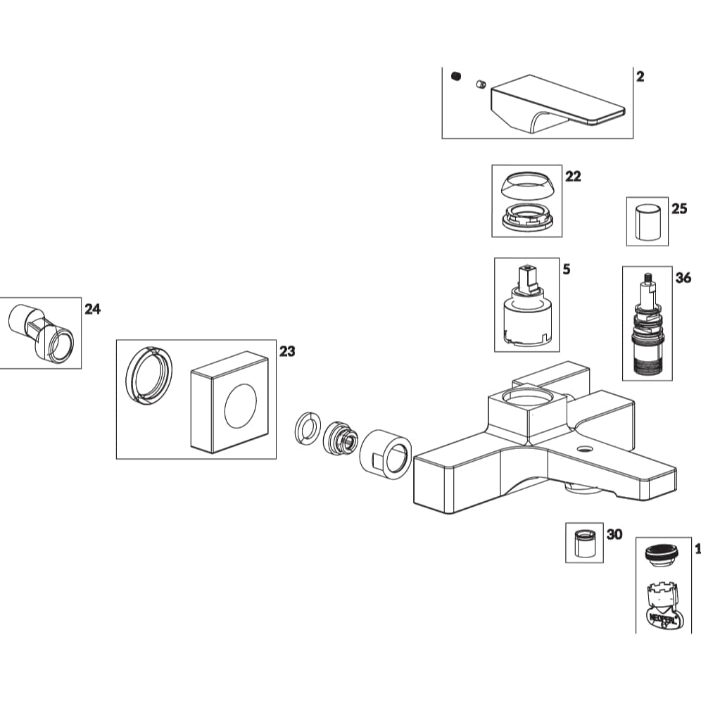 Villeroy & Boch Bath Shower Mixer Villeroy & Boch Architectura Square Wall Mounted Bath and Shower Mixer Tap