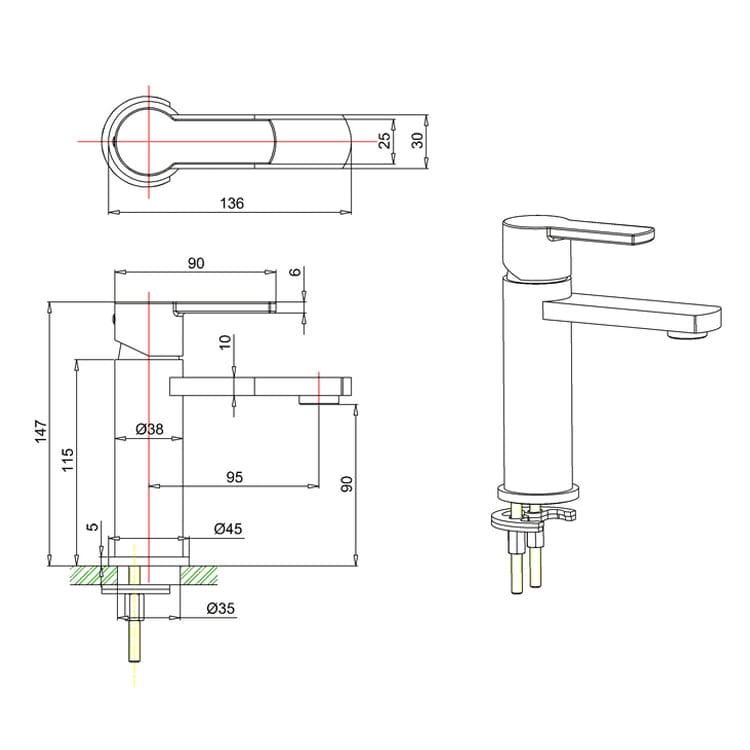 Crosswater Cloakroom Tap Crosswater Wisp Mini Mono Basin Mixer Tap