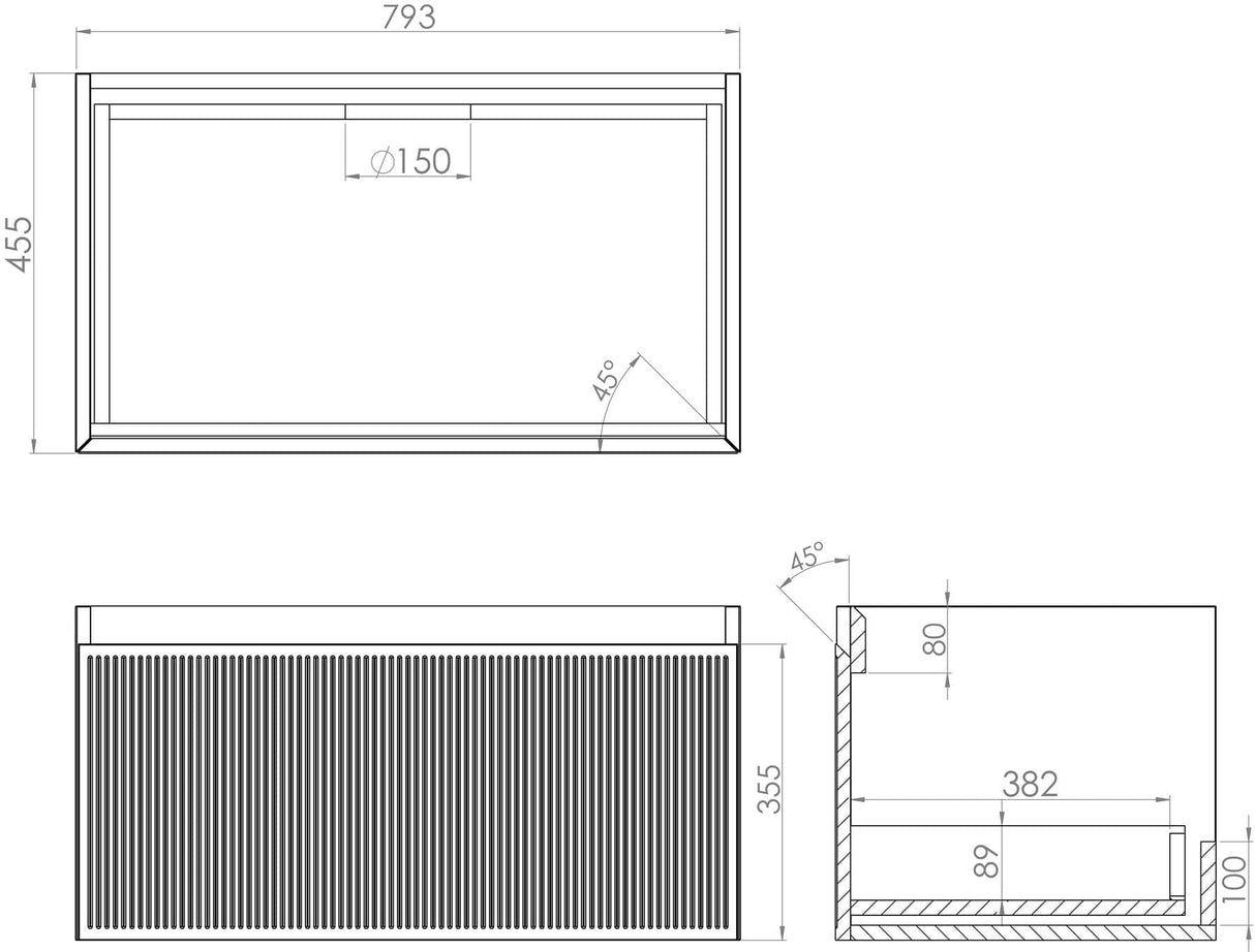 Saneux Wall Mounted Vanity Unit Saneux Monument Vanity Unit With Basin - 800 x 470mm - One Drawer - Wall Mounted