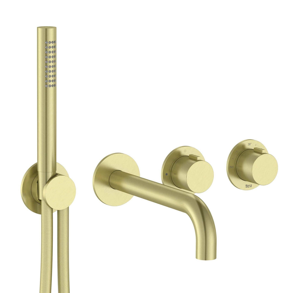 Roca Concealed Shower Set Roca T-Multi Thermostatic Concealed Shower Valve with Pencil Handset, Holder, Hose and Bath Spout