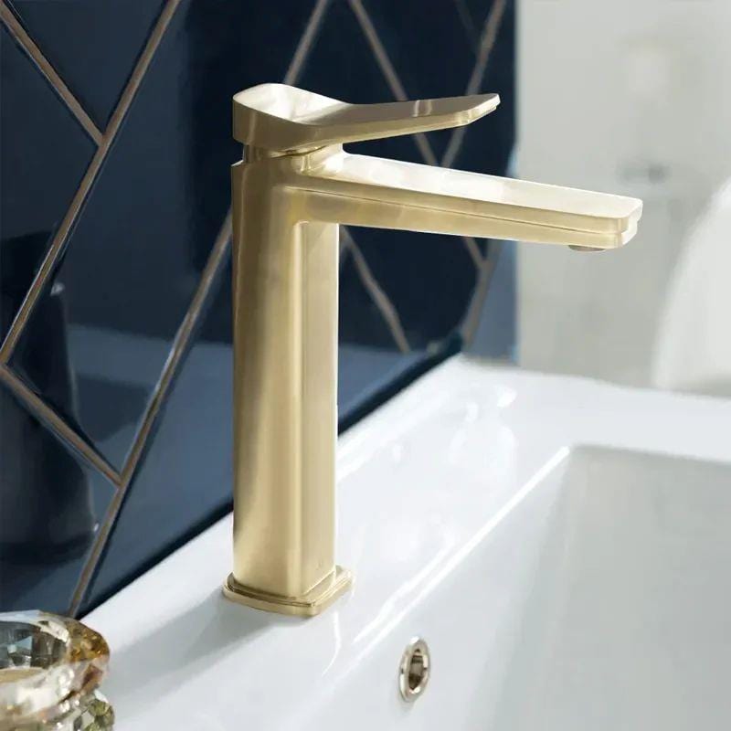 JTP Tall Basin Tap Brushed Brass JTP HIX Single Lever Tall Mono Basin Mixer Tap