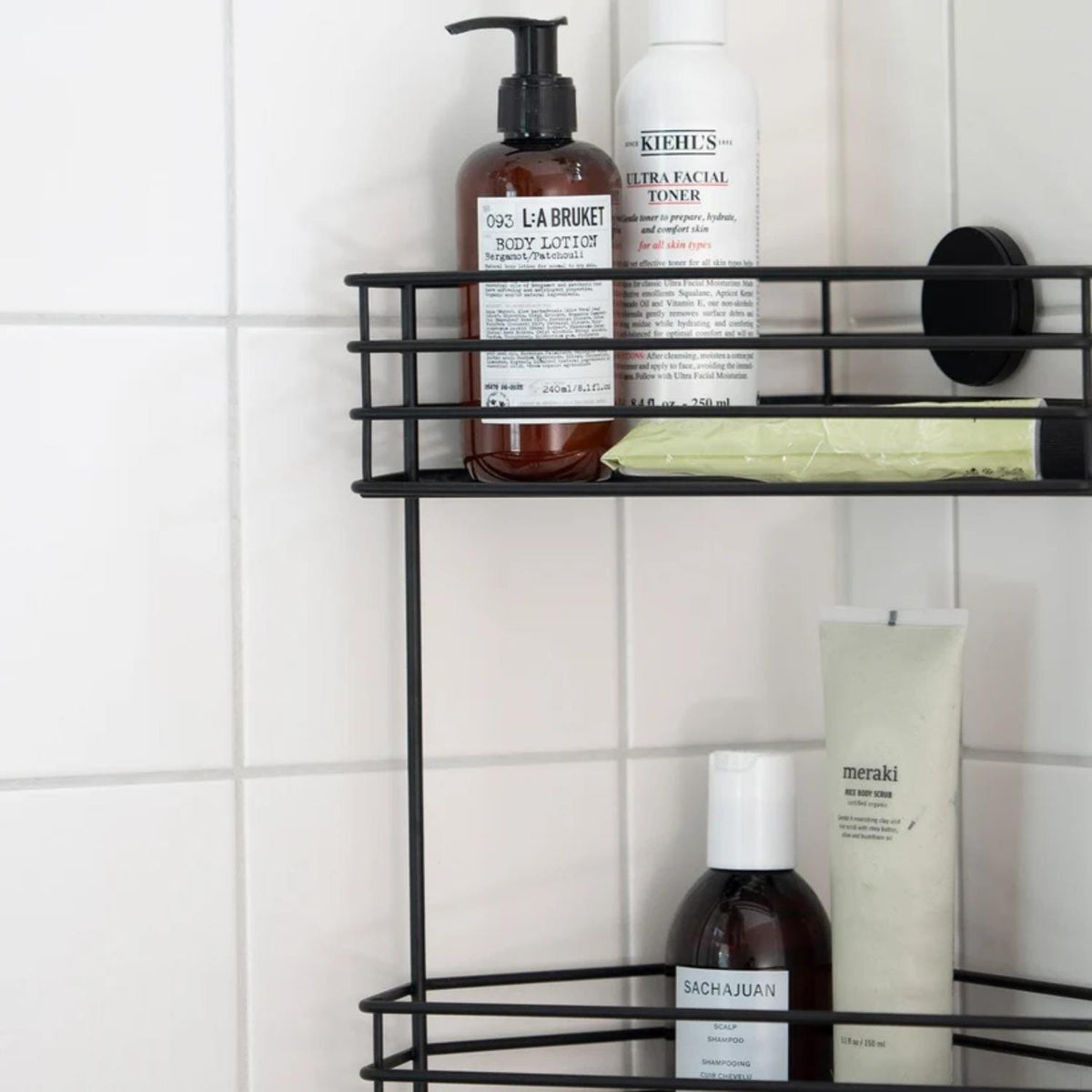 Smedbo Basket Smedbo Beslagsboden Frame Self-Adhesive Two Tier Corner Shower Basket