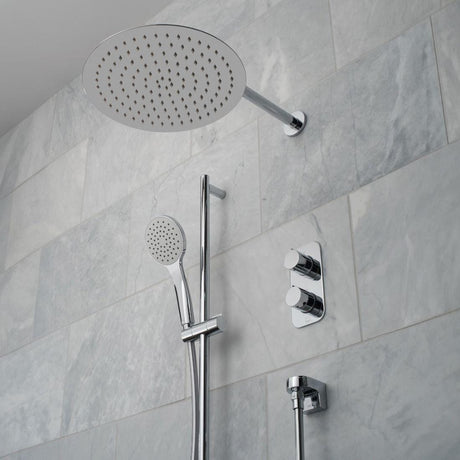 Vado Concealed Shower Set Vado Tablet Altitude Thermostatic Dual Concealed Mixer Shower Valve with Shower Head and Kit in Chrome