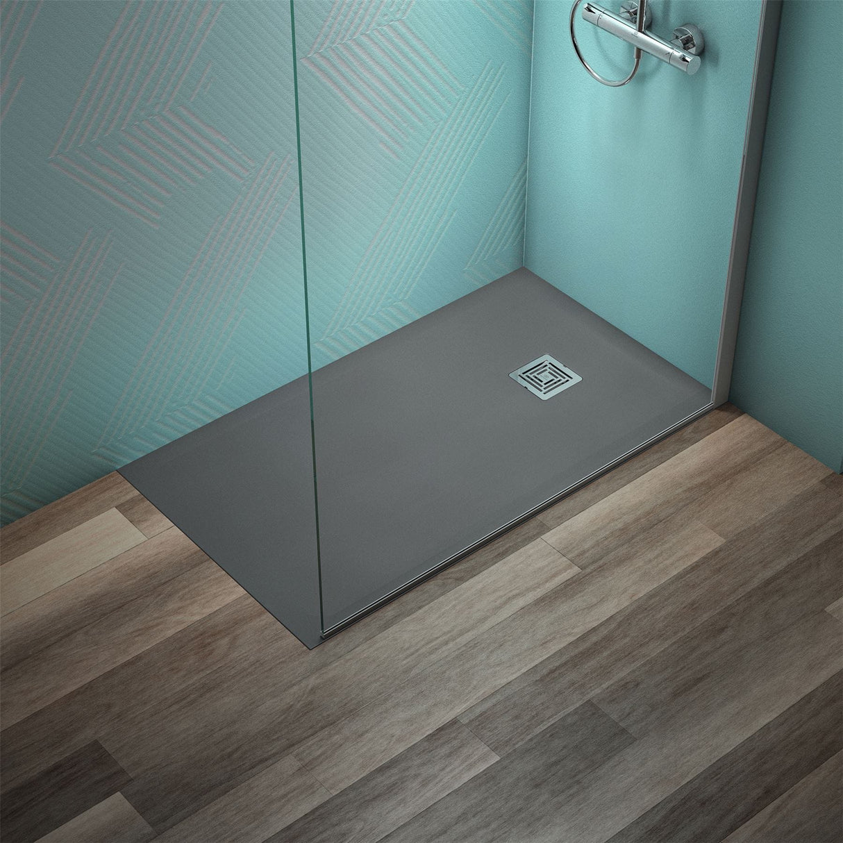 Ideal Standard Rectangle Shower Tray Concrete Grey / 1200 x 700mm Ideal Standard Ultra Flat S+ Shower Tray 30mm including Waste