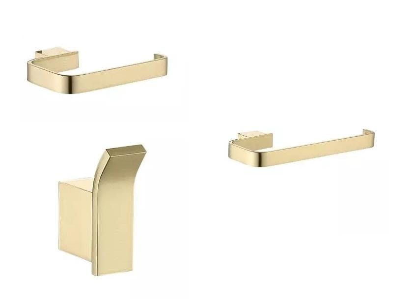 Aquarius Bathrooms Accessory Set Brushed Brass Aquarius FT 3 Piece Bathroom Accessory Pack