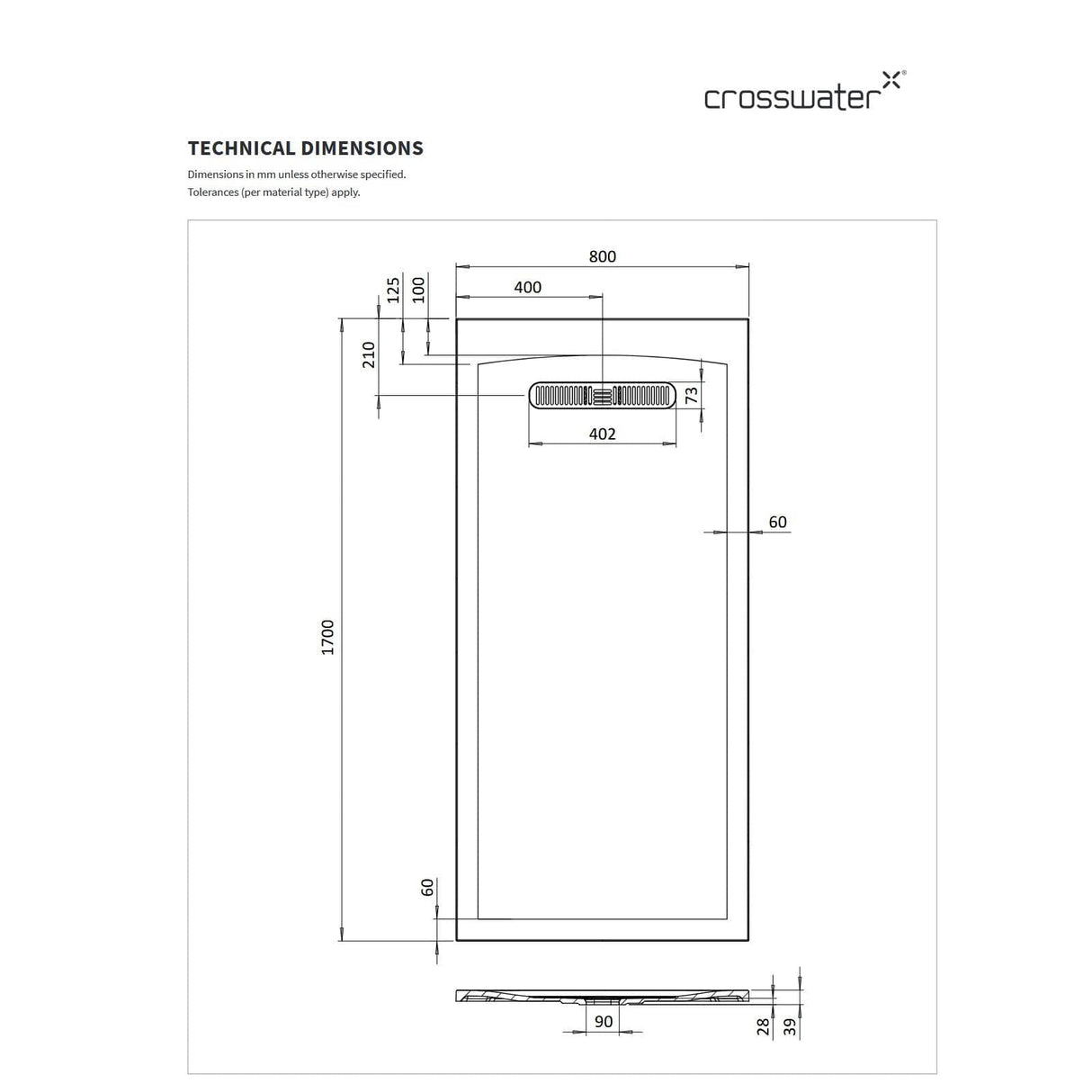 Crosswater Rectangle Shower Tray Crosswater Vito Rectangle 25mm Stone Resin Shower Tray