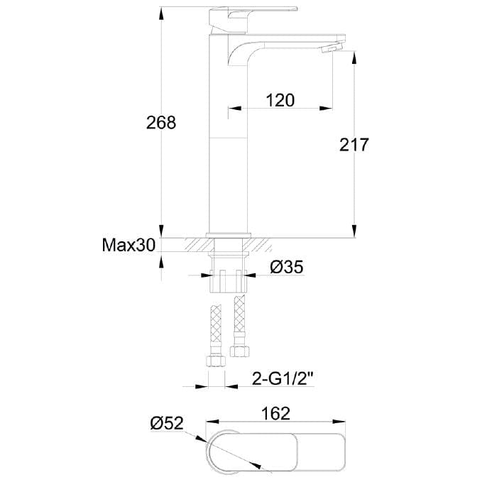 Imex Mono Basin Tap Imex Suburb Tall Basin Mixer Tap with Universal Waste
