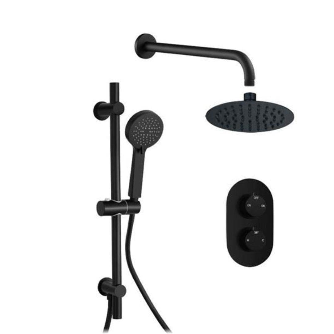 Aquarius Concealed Shower Set Black Aquarius Modern Round Shower Bundle With Riser