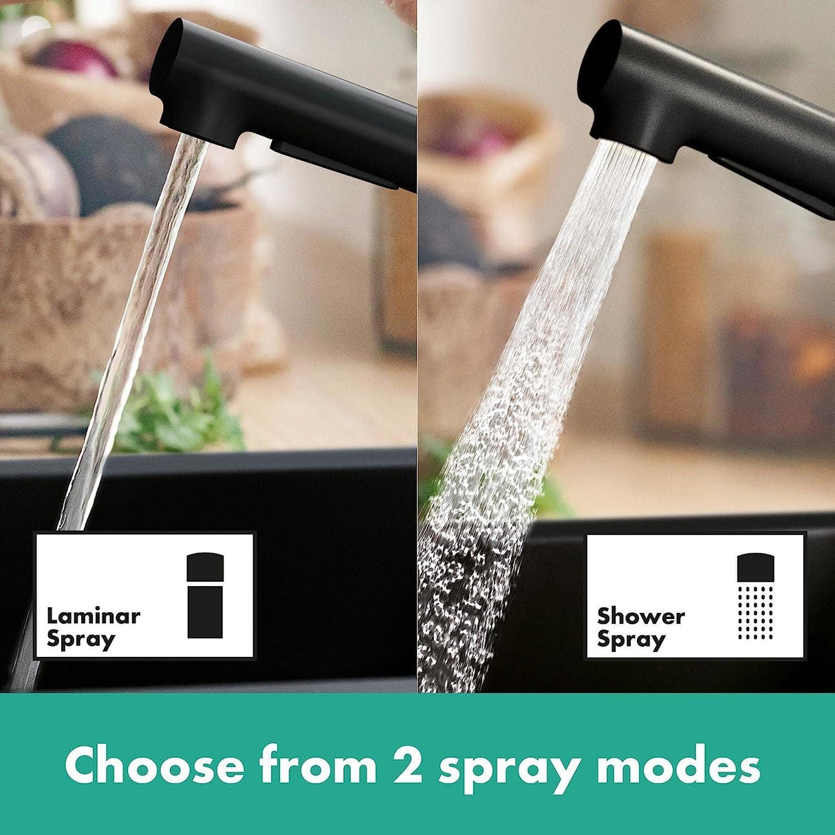 UK Bathroom Store Kitchen Tap Hansgrohe Zesis M33 Single Lever Kitchen Mixer Tap 150 with Pull-Out Spray