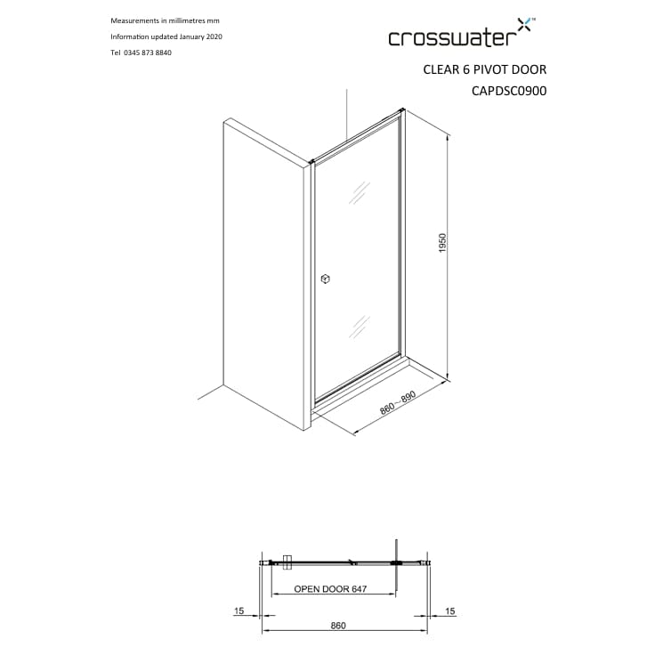 Crosswater Pivot Shower Door Crosswater Clear 6 Pivot Shower Door