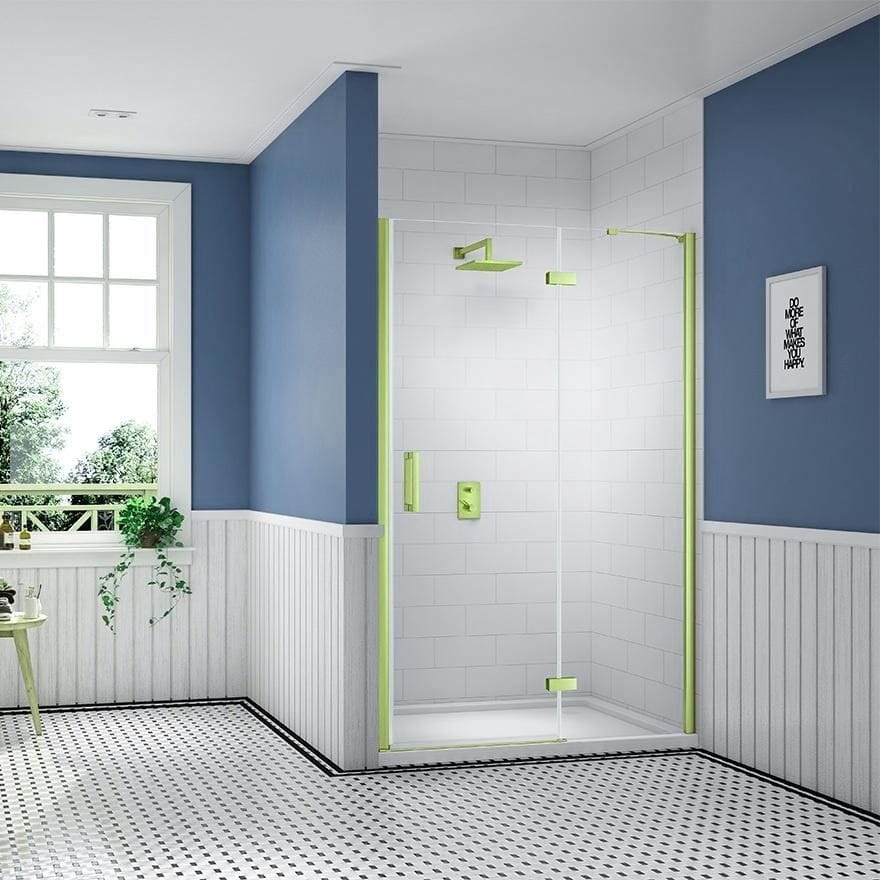 Merlyn Hinged Shower Door Brushed Brass / 900+ adj (900-940mm) Merlyn Ionic Essence Frameless Hinged Shower Door and Inline Panel