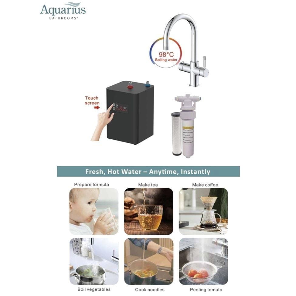Aquarius Instant Hot Water Tap Aquarius TrueCook 3-in-1 Instant Hot Water Kitchen Tap with Square Spout