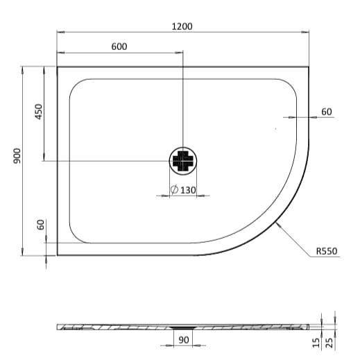 Crosswater Quadrant Shower Tray Crosswater Creo Quadrant 25mm Stone Resin Shower Tray with Waste