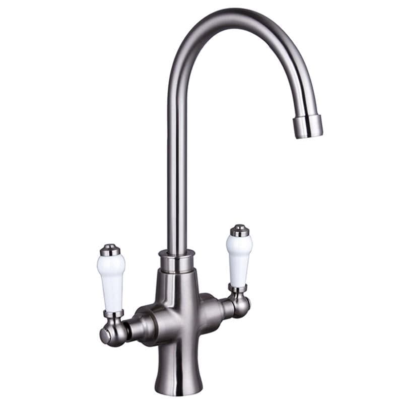 Aquarius Kitchen Tap Brushed Nickel Aquarius TrueCook - Series 2 - Two Handle Kitchen Mixer Tap