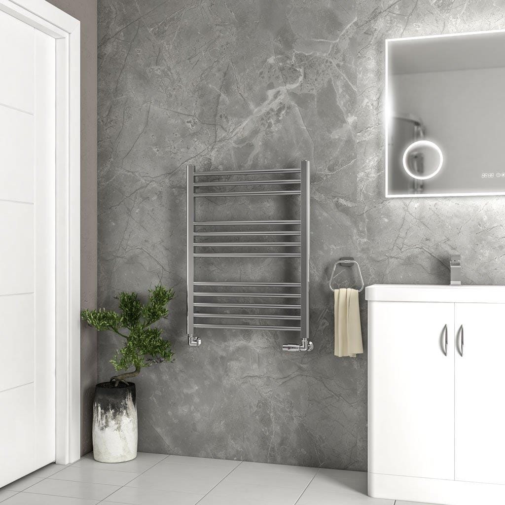 Eastbrook Ladder Rail 800 x 600 / Dual Fuel Eastbrook Wendover Straight Vertical Heated Towel Rail in Polished Stainless Steel