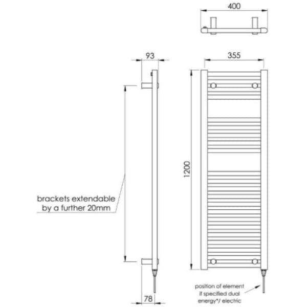 Vogue Vogue Focus Straight Towel Rail in Chrome