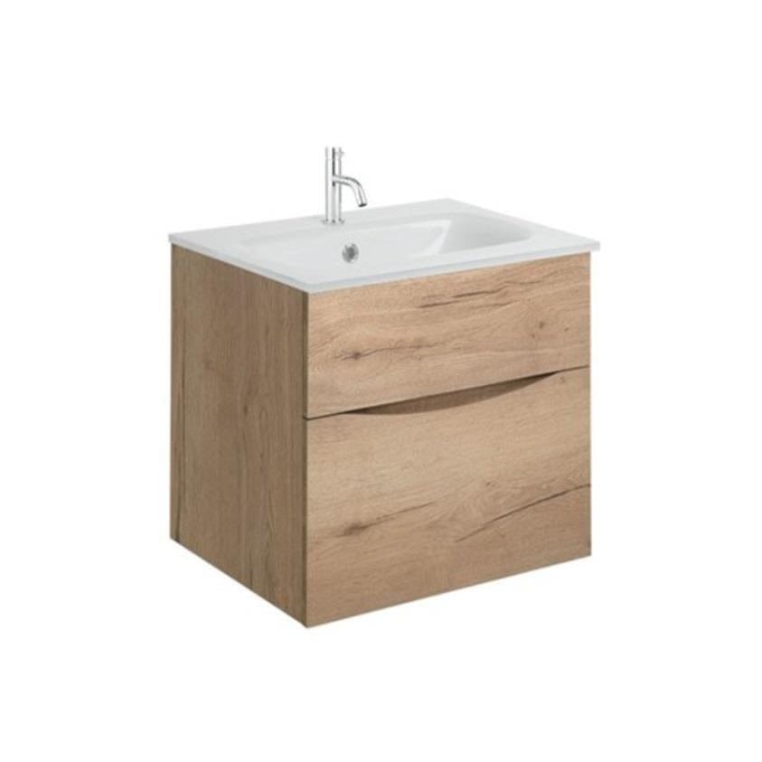 Crosswater Wall Mounted Vanity Unit Windsor Oak / 500mm Crosswater Glide II 2 Drawer Vanity Unit with Basin