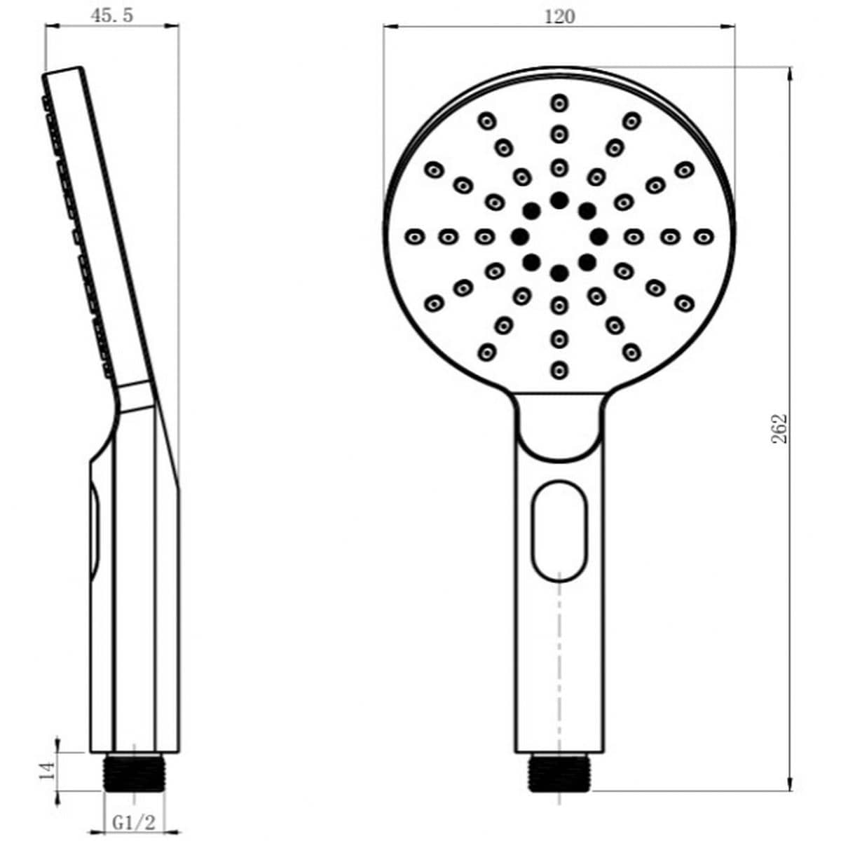 TED Shower Handset TED Universal 3 Function Round Shower Handset