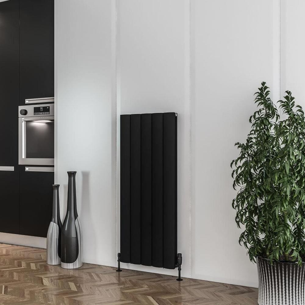 Eastbrook Panel Radiator 1200 x 470mm Eastbrook Guardia Straight Vertical Aluminium Radiator in Matt Black