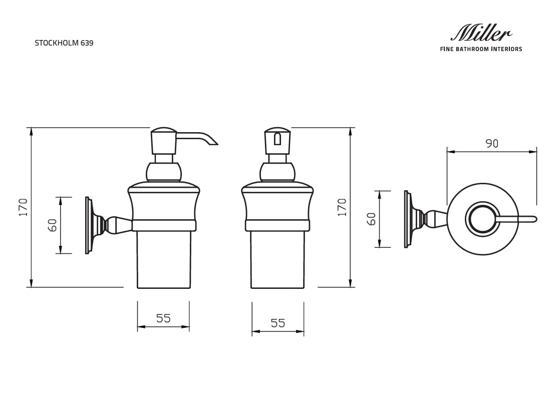 Miller Soap Dispenser Miller Stockholm Soap Dispenser -170mm - Chrome