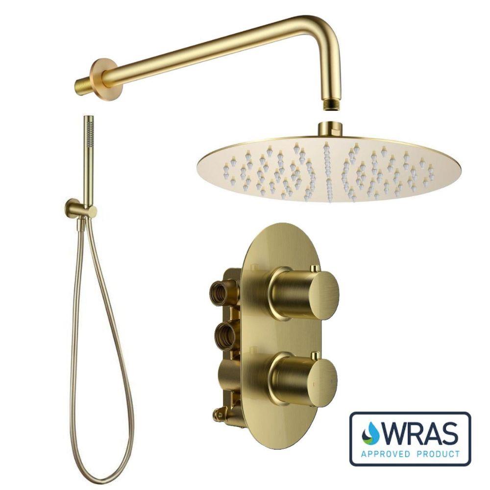 Aquarius RainLux Round 2 Outlet Shower Set with Shower Head and Single Function Handset