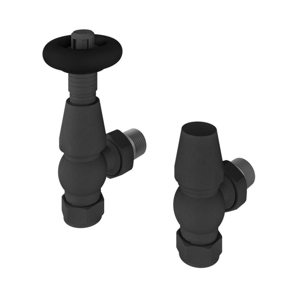 Eastbrook Radiator Valve Matt Anthracite Eastbrook Traditional Angled Thermostatic Radiator Valve with Lockshield (Pair)