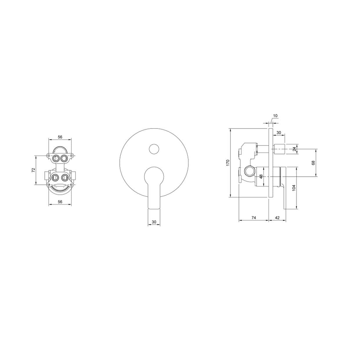 Villeroy and Boch Concealed Shower Valve Villeroy & Boch Architectura 2 Outlet Trim Set with Diverter Handle in Chrome