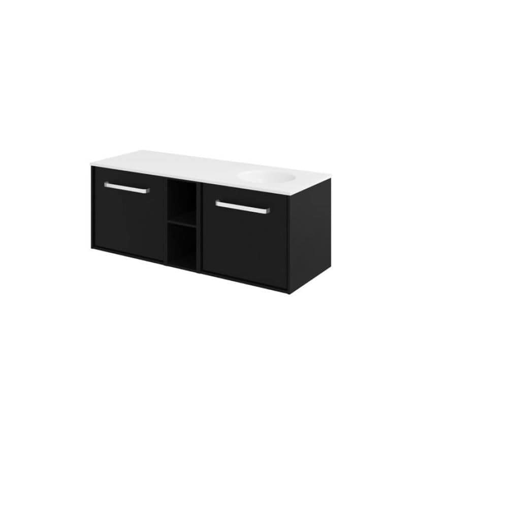 Crosswater Wall Mounted Vanity Unit Matt Black / 1200mm / Right Hand Basin Crosswater Infinity Wall Mounted Vanity Unit with Basin