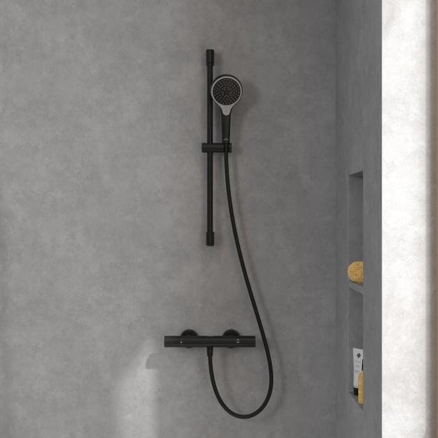 Villeroy & Boch Shower Riser Rail Villeroy & Boch Verve Riser Rail Shower Kit with Three Function Handset